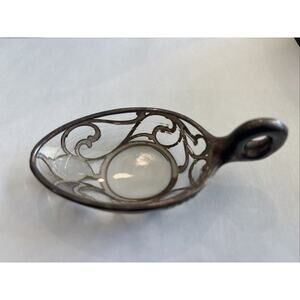 Vintage Measuring Spoon - Table Dessert Tea - Silver Trim- Small Handle - 4”